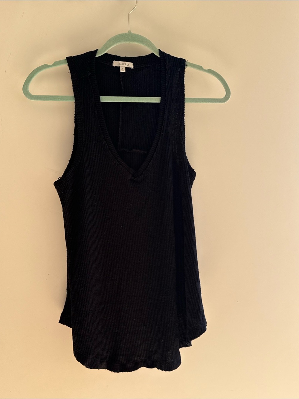 Z Supply Black Ribbed V-Neck Tank
